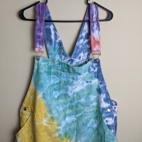 Dolls Kill rainbow tie dye plus size overalls - Picture 2 of 7